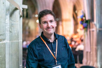 Three Choirs Festival Volunteer inside Worcester Cathedral